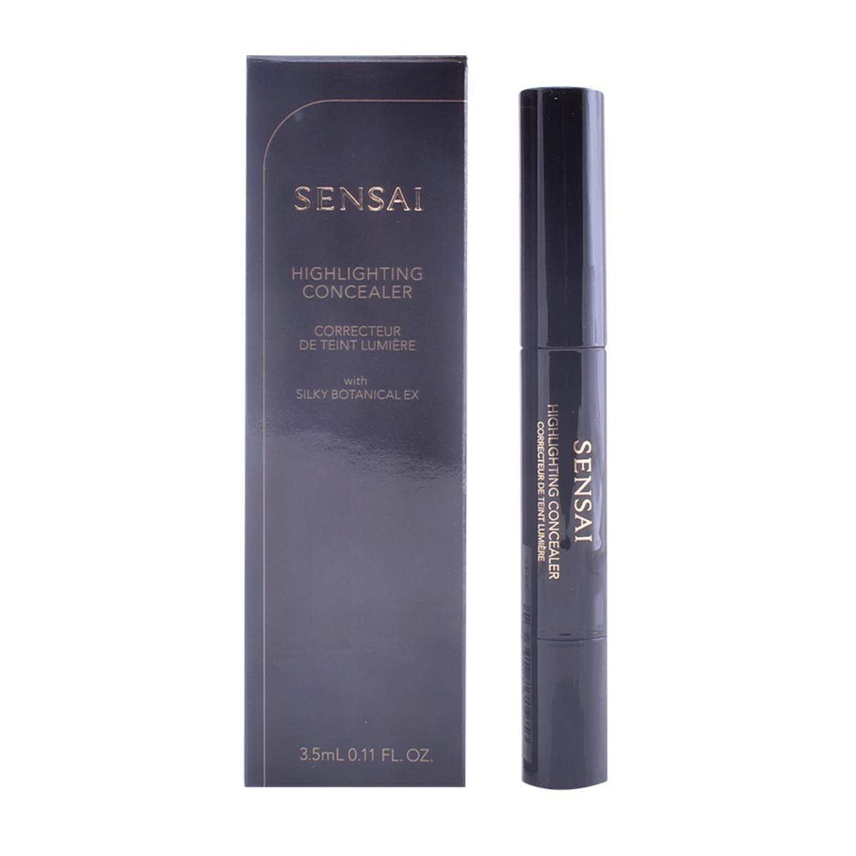 Dunkelgraue Verpackung und Stift. Aufschrift: SENSAI, Highlighting Concealer, 3.5ml 0.11 FL. OZ.