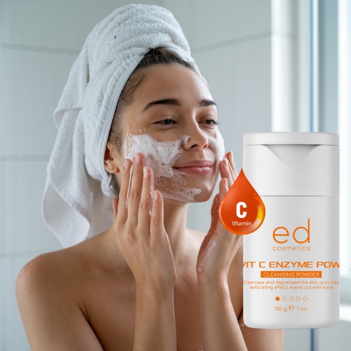 ED COSMETICS Vitamin C Enzympeeling Pulver – sanfte REINIGUNG & Aufhellung für empfindliche Haut