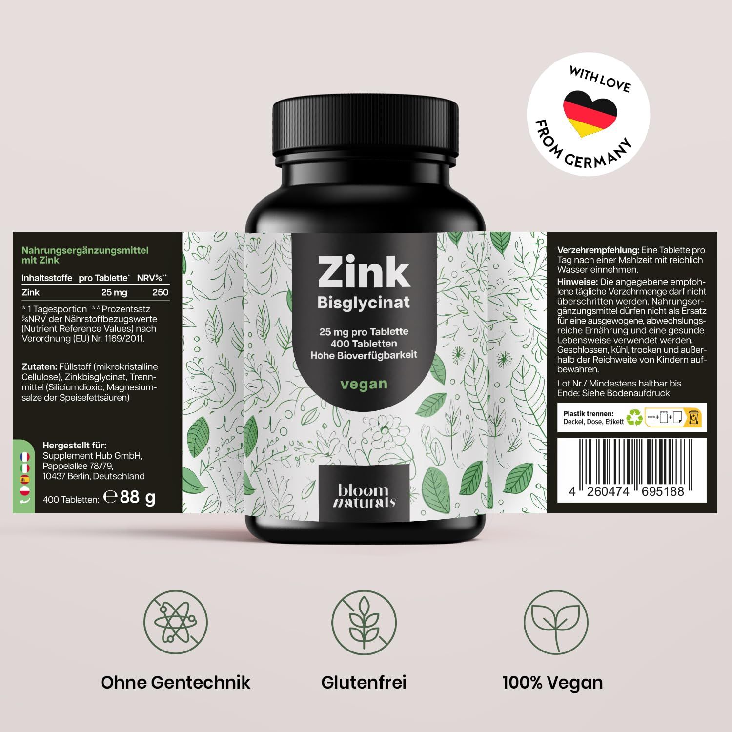 Bloom Naturals Zink Tabletten 25mg