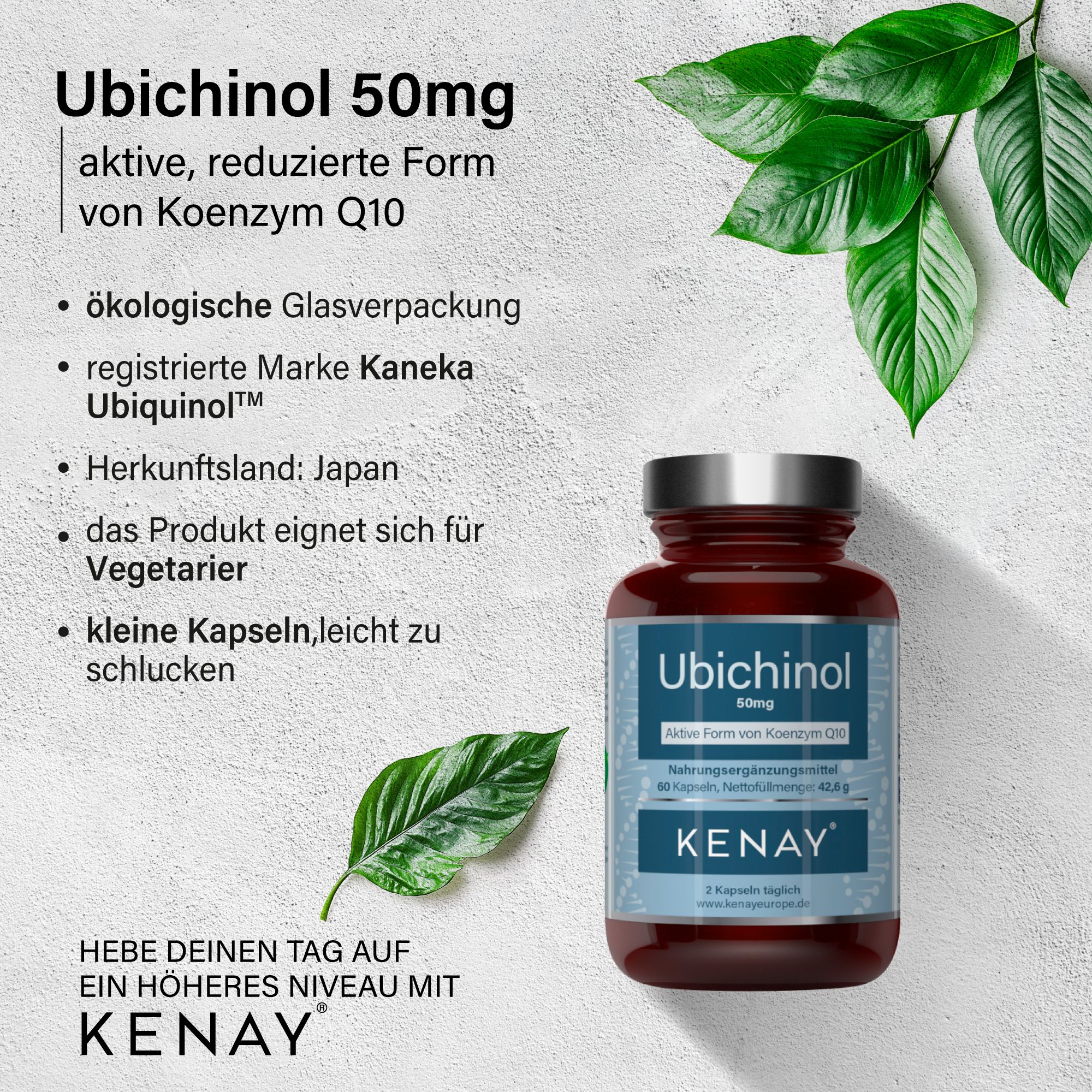 Ubichinol 50 mg Aktive Form von Koenzym Q10  KENAY®