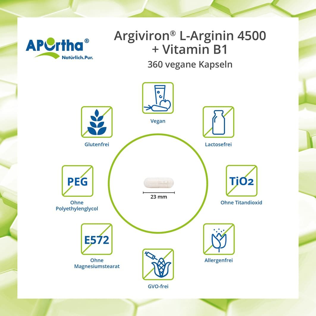 APOrtha® Argiviron® L-Arginin 4500 Kapseln + Vitamin B1