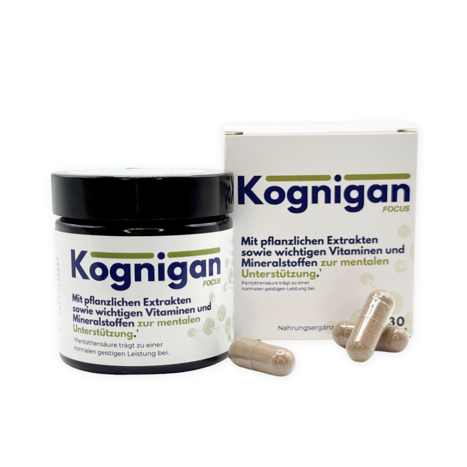 Kognigan Fokus - für Gehirn, Konzentration und Gedächtnis - mit Pflanzenextrakten & Vitaminen