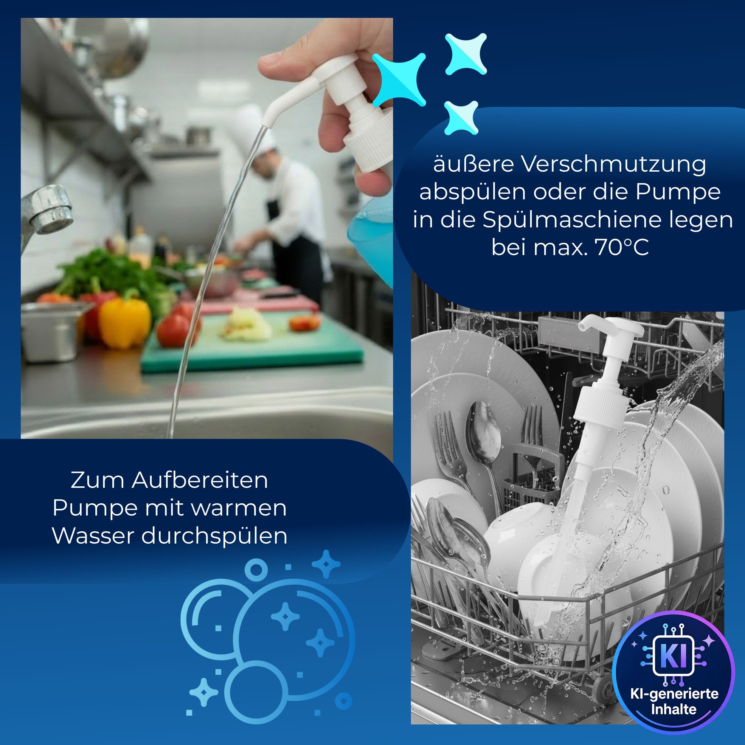 Reinigung der Baktolan vital Dosierpumpe mit Wasser und in der Spülmaschine.