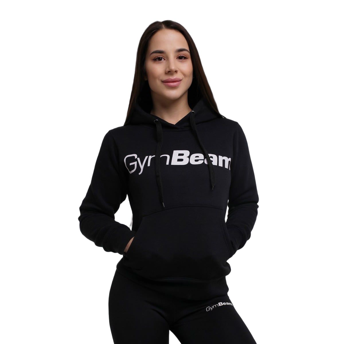 GymBeam Hoodie Damen Regular Langarm mit Kapuze und Taschen Black 1 St