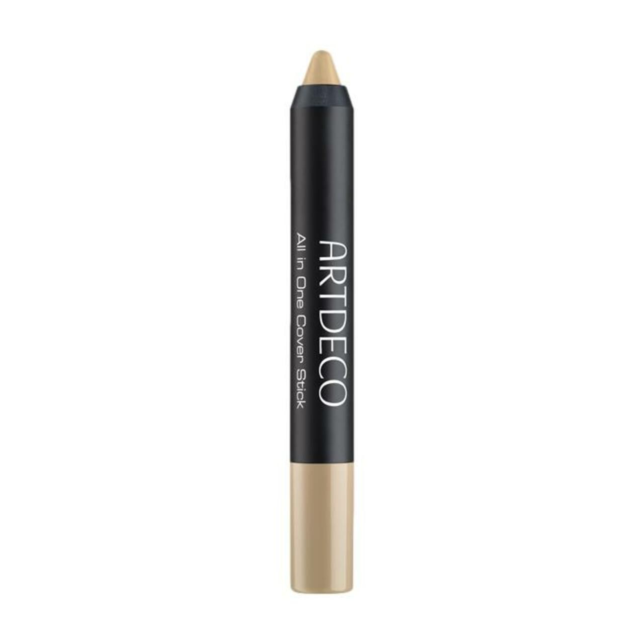 Artdeco All in One Cover Stick. Schwarzer Stift mit beiger Spitze. Produktname und Marke sind deutlich sichtbar.