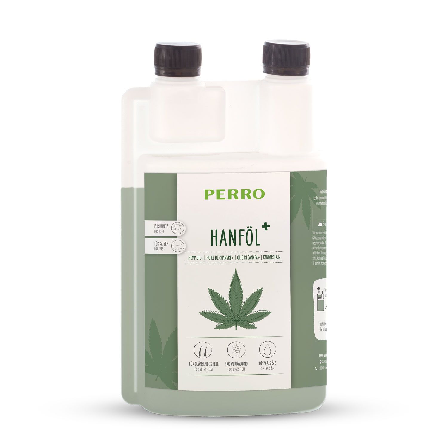 Perro Care+ Hanföl Plus – für Hunde & Katzen mit Omega-3- und Omega-6-Fettsäuren 250 ml Futter