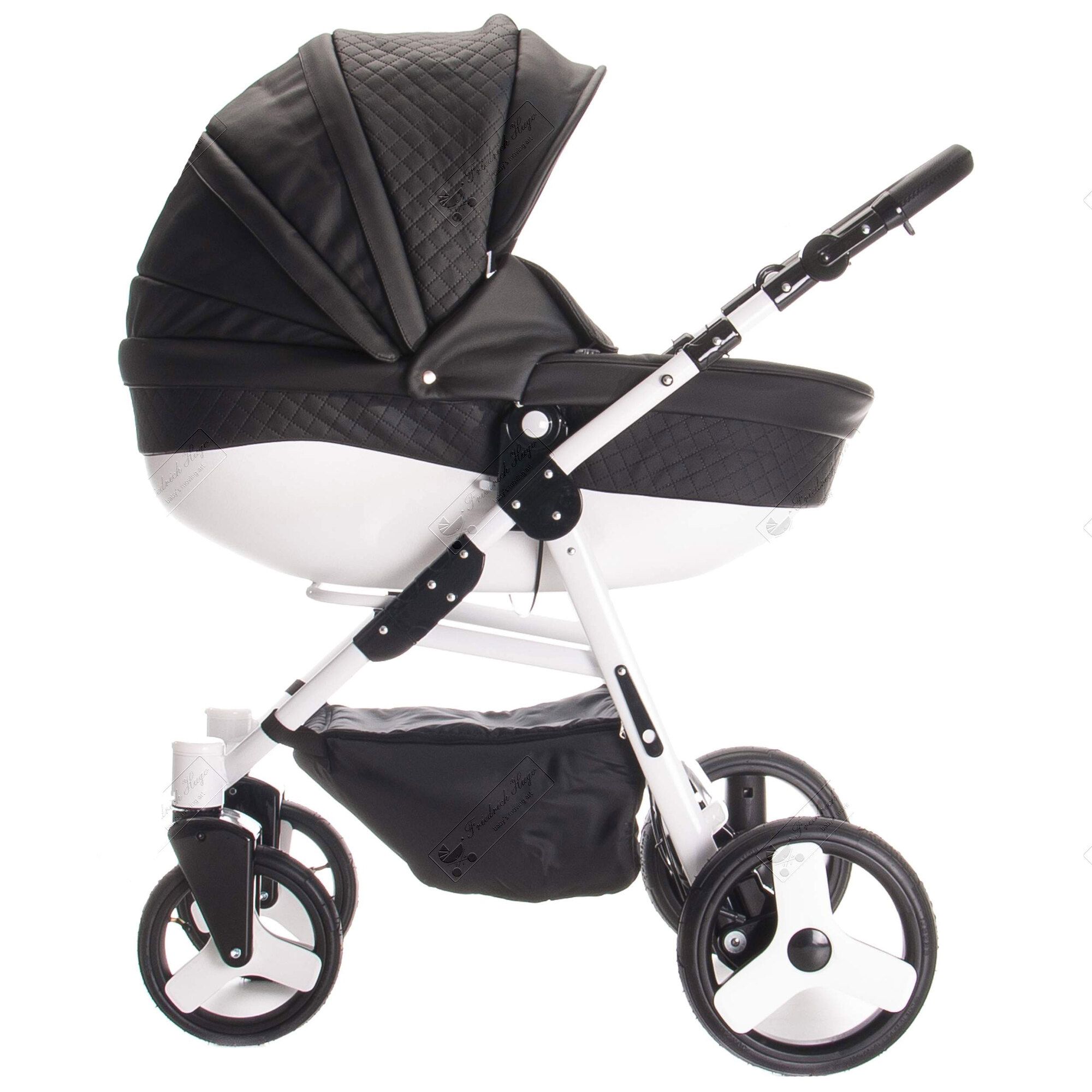 Friedrich Hugo Easy Comfort 2 in 1 Kinderwagen, Black & Leatherette