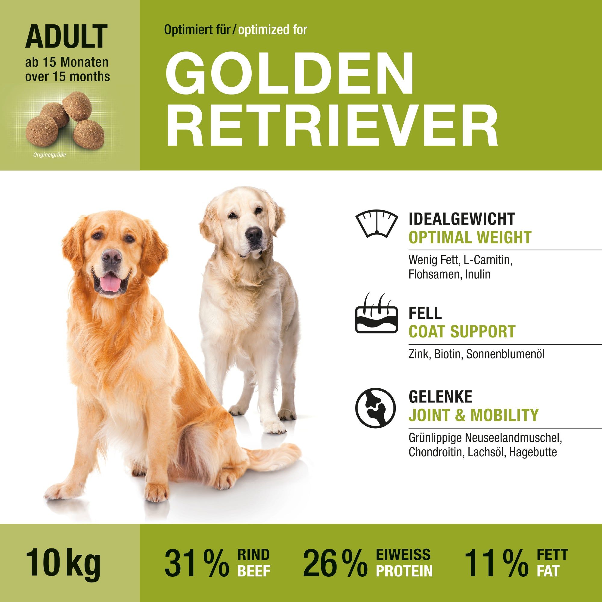 Wildsterne Breed Selection Golden Retriever Hundefutter, 10 kg. Für erwachsene Hunde ab 15 Monaten. Mit Rindfleisch.