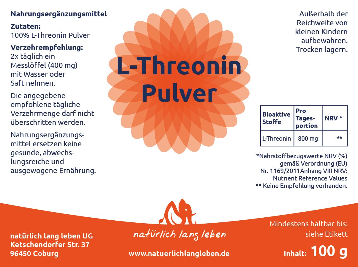 natürlich lang leben L-Threonin Pulver 100 g