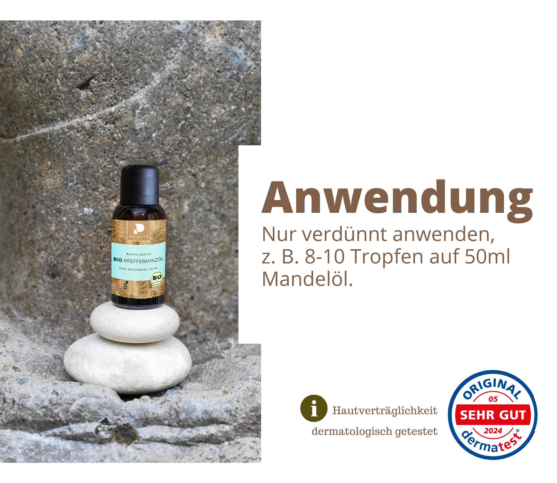 PHINTIN Bio Pfefferminzöl – 100 % naturrein, ätherisches Öl (Lebensmittelqualität)