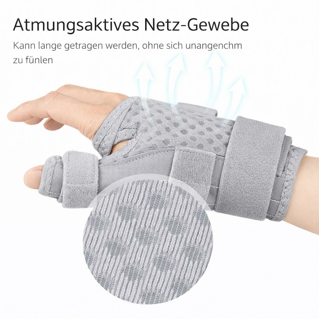 Daumenbandage mit Handgelenkstütze, verstellbare Daumenschiene, atmungsaktiv & stabil
