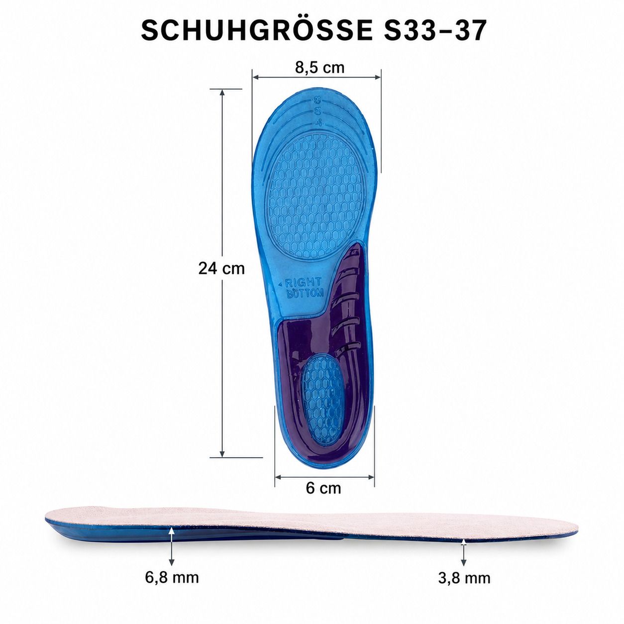COOL-i Gel Einlegesohlen,Orthopädisch, stoßdämpfend & weich für Ferse und müde Füße, waschbar