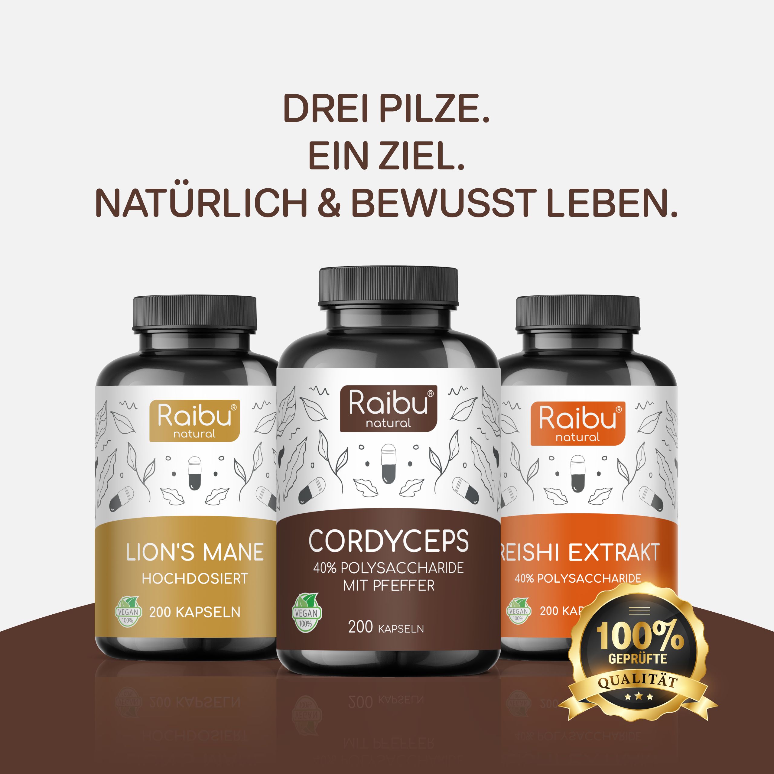 Laborergebnisse und Zertifizierungen. Text: Geprüft auf Schwermetalle, mikrobiologische Reinheit, Pestizide.