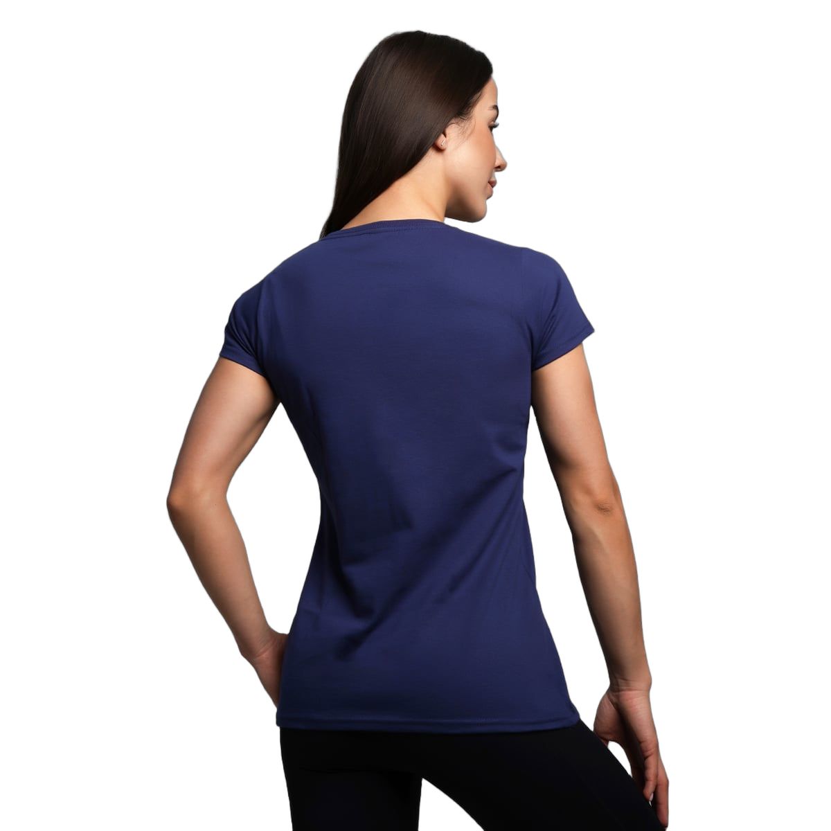 GymBeam T-Shirt Damen regular Kurzarm mit rundem Ausschnitt Marineblau