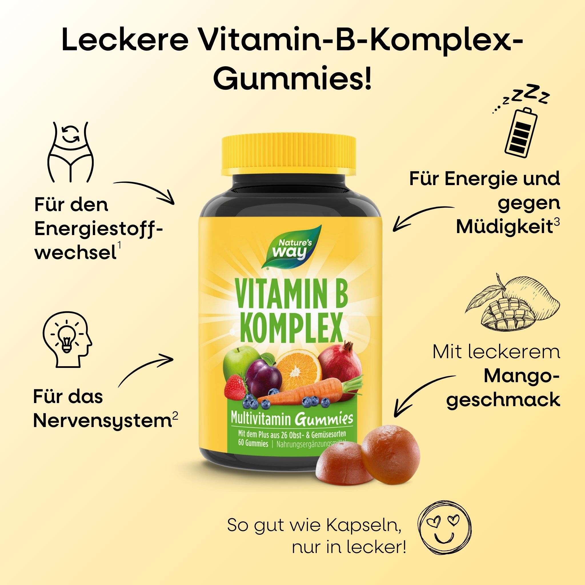 Nature's Way Vitamin B Komplex Gummies 3x60 St Fruchtgummi