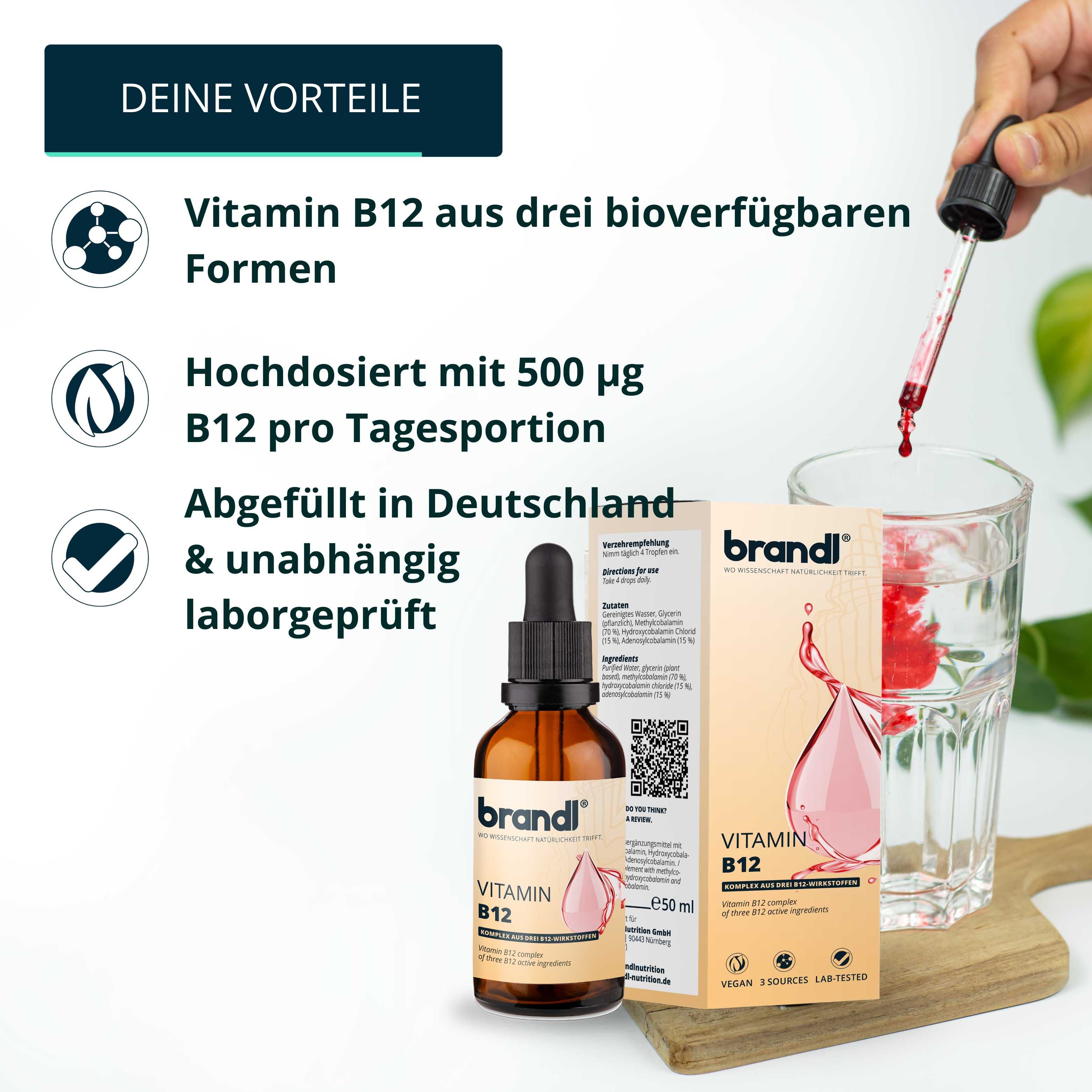 brandl® B12 Vitamin Tropfen aus 3 Aktivformen