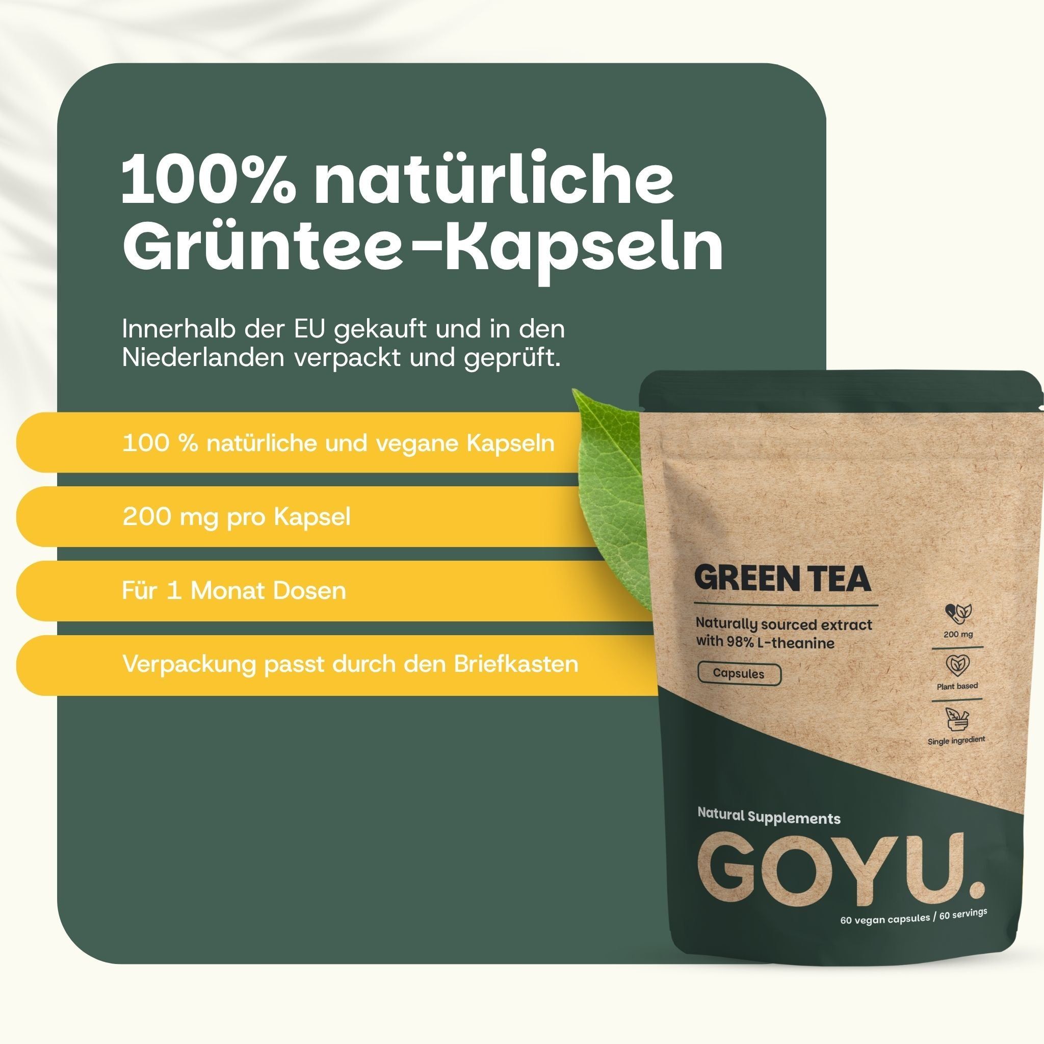 Vergleich: Unsere Grünen Tee Kapseln vs. Andere Anbieter. Kraftpapierbeutel, vegan.