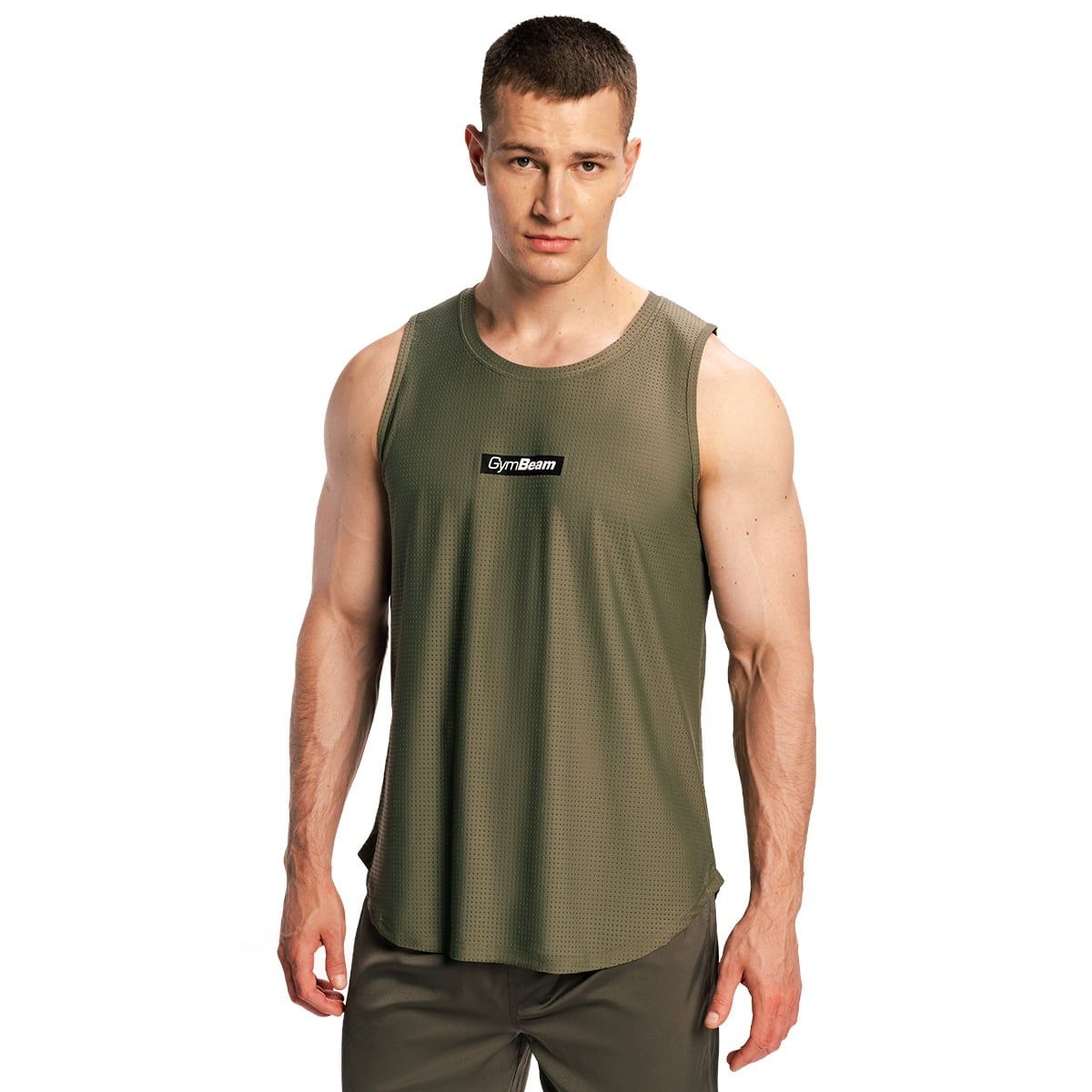 GymBeam Tanktop Herren regular ärmellos Combat in Olivgrau 1 St