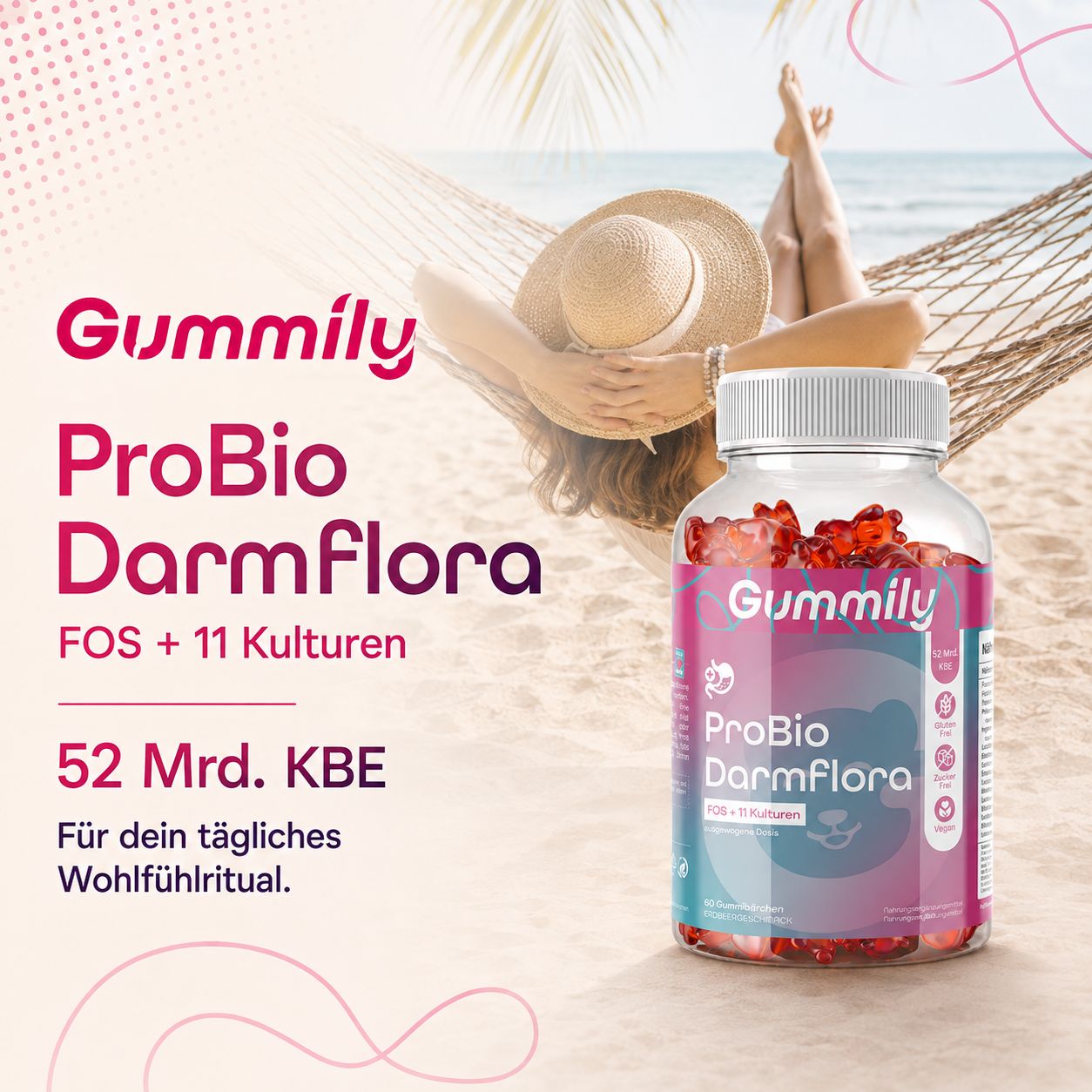 Gummily®  Darmbakterien 52 Mrd. KBE - 11 Milchsäurebakterien & Calcium, zuckerfrei