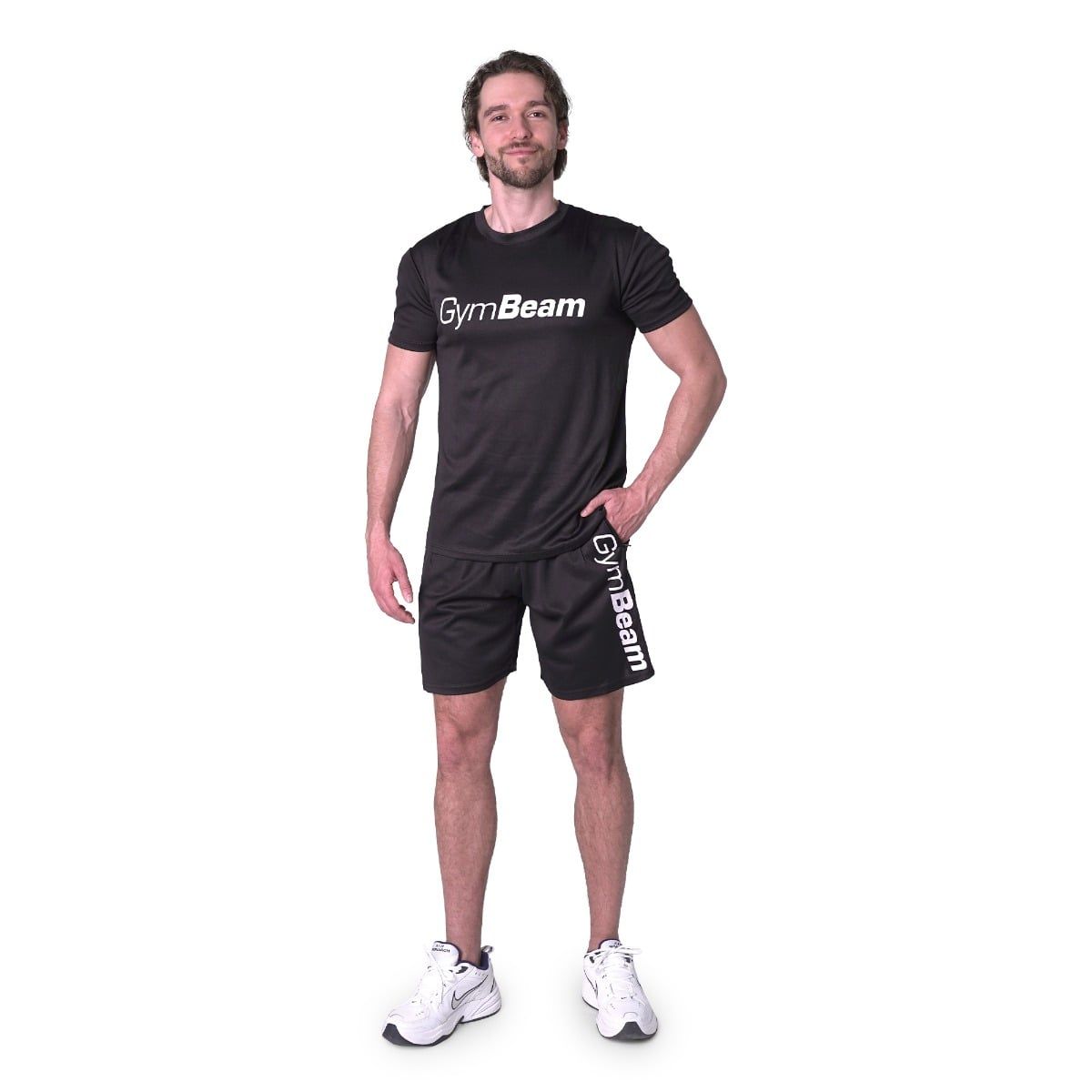 GymBeam Shorts Herren regular mit Gummizug und Reißverschlusstaschen in Schwarz