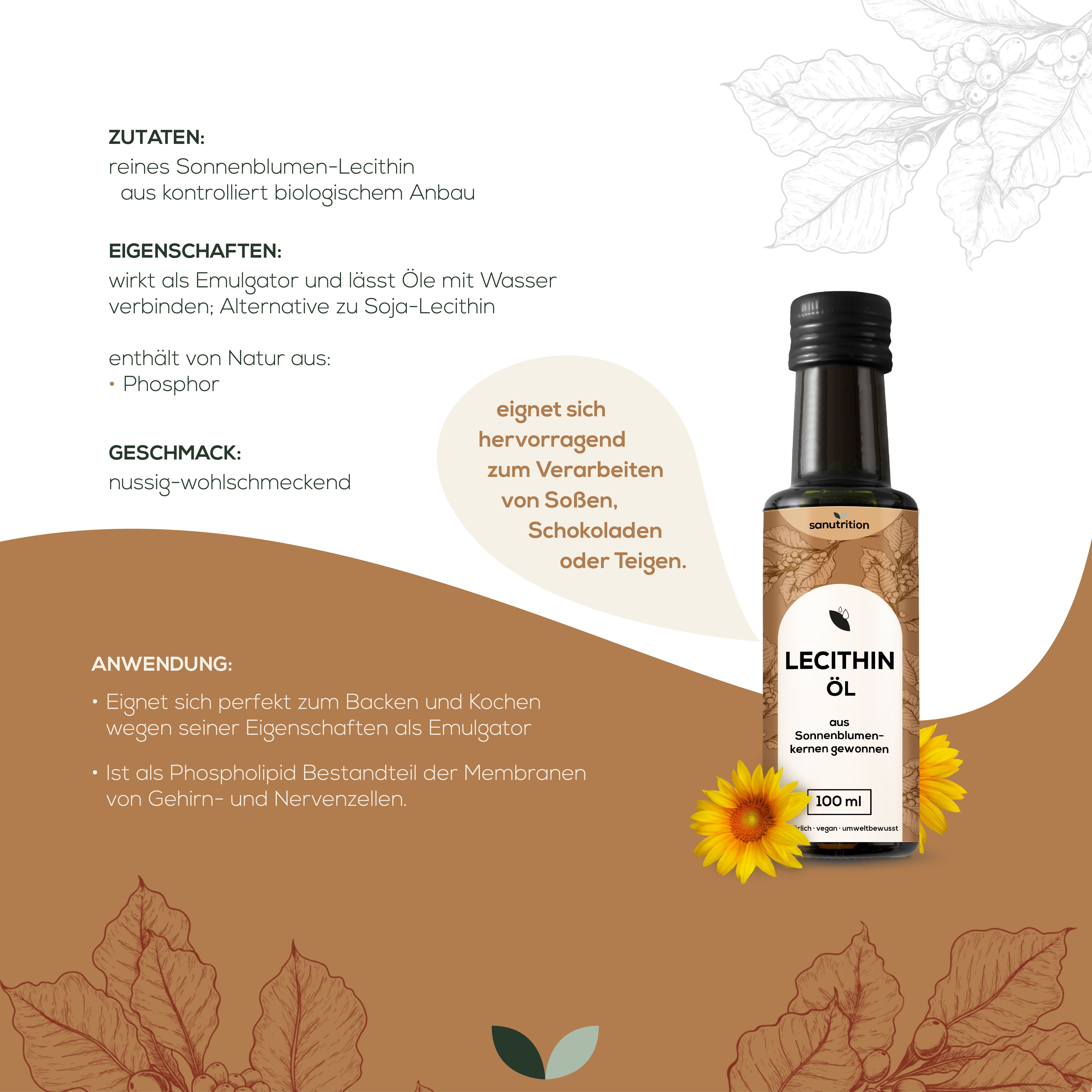 Sanutrition® - Lecithin aus Sonnenblume 100 ml Öl