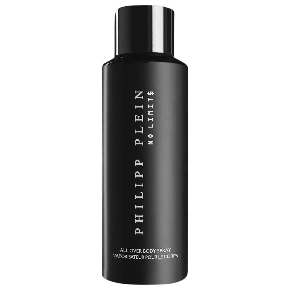 Schwarze Flasche mit Aufschrift: PHILIPP PLEIN NO LIMIT$. All Over Body Spray.
