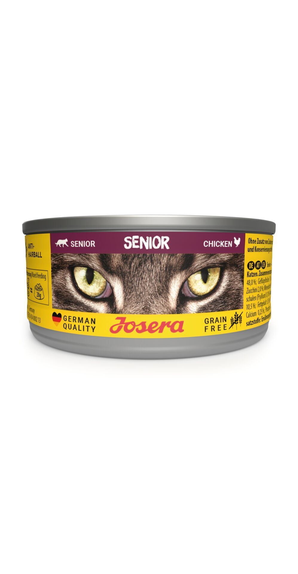 Josera Senior Katzenfutter-Dose mit Hühnchengeschmack. Getreidefrei.