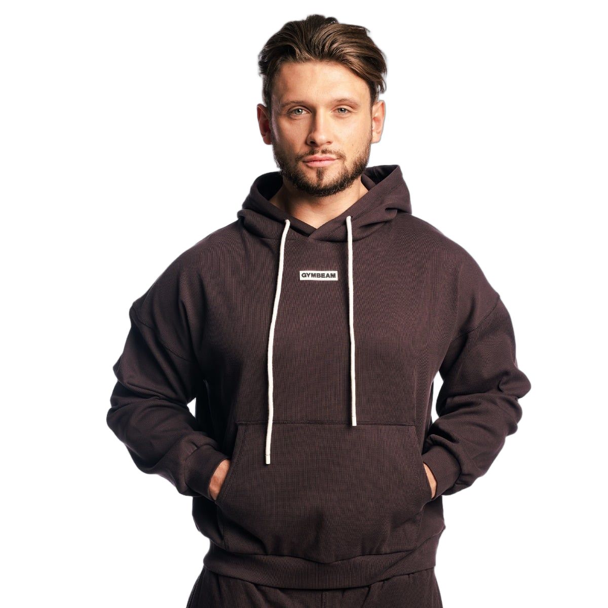 GymBeam Hoodie Herren Oversized mit Kapuze in Tee Brown 1 St