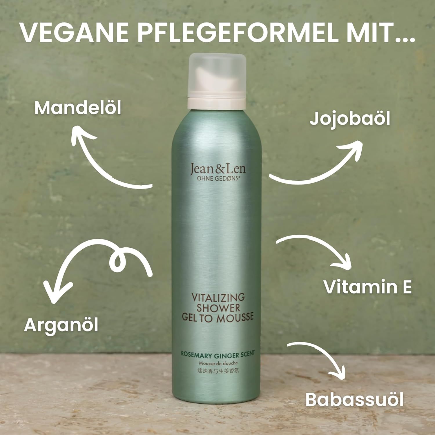 Jean & Len Vitalizing Shower Gel To Mousse Rosemary & Ginger