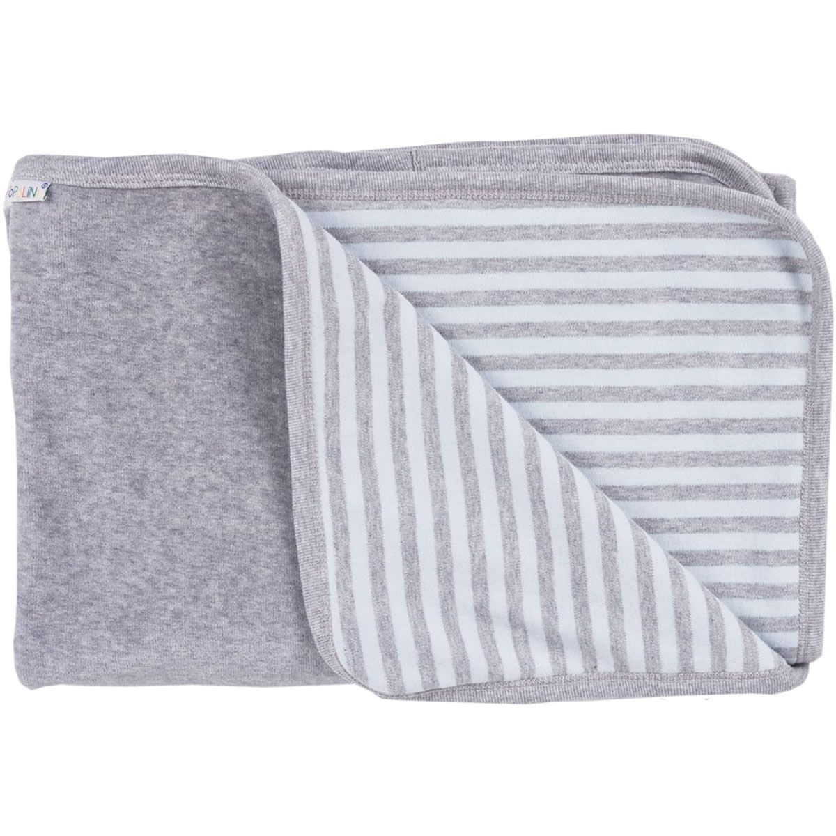 Popolini Babydecke Nicky blue-grey Bio-Baumwolle