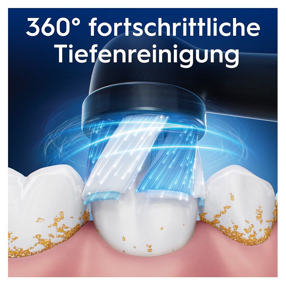 Oral-B iO Bürstenkopf reinigt Zähne mit 360° fortschrittlicher Tiefenreinigung.