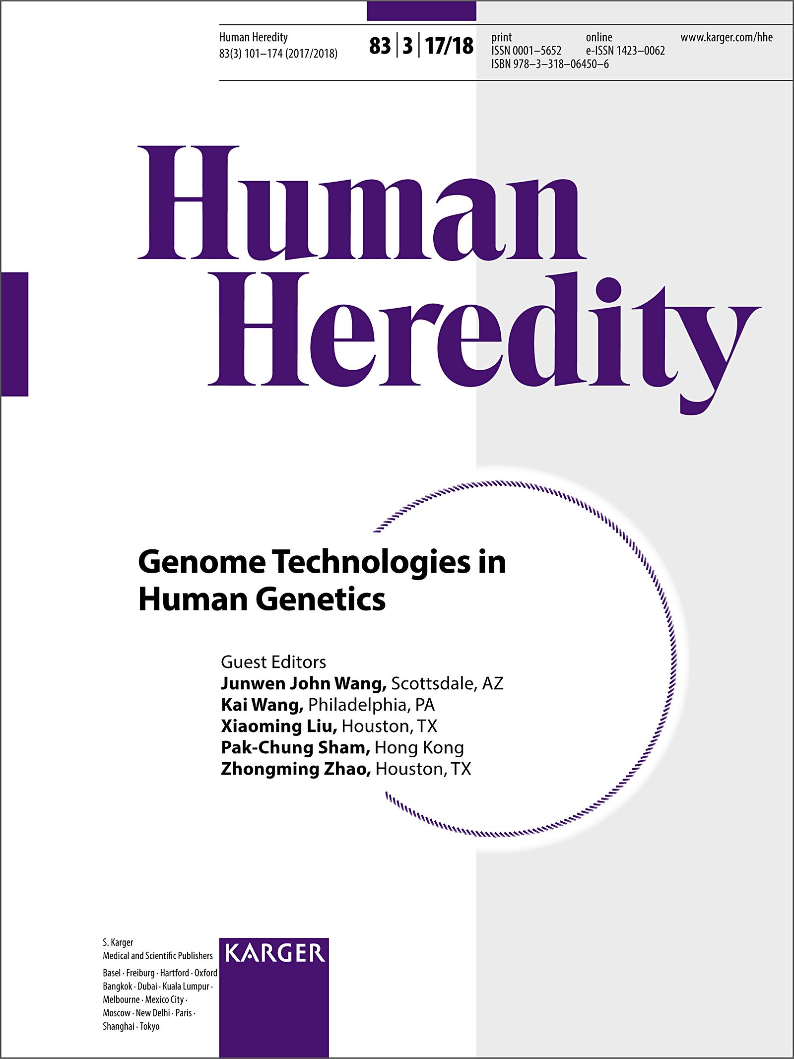 Titelblatt der Zeitschrift Human Heredity. Titel: Genome Technologies in Human Genetics. Herausgeber und Karger-Logo.