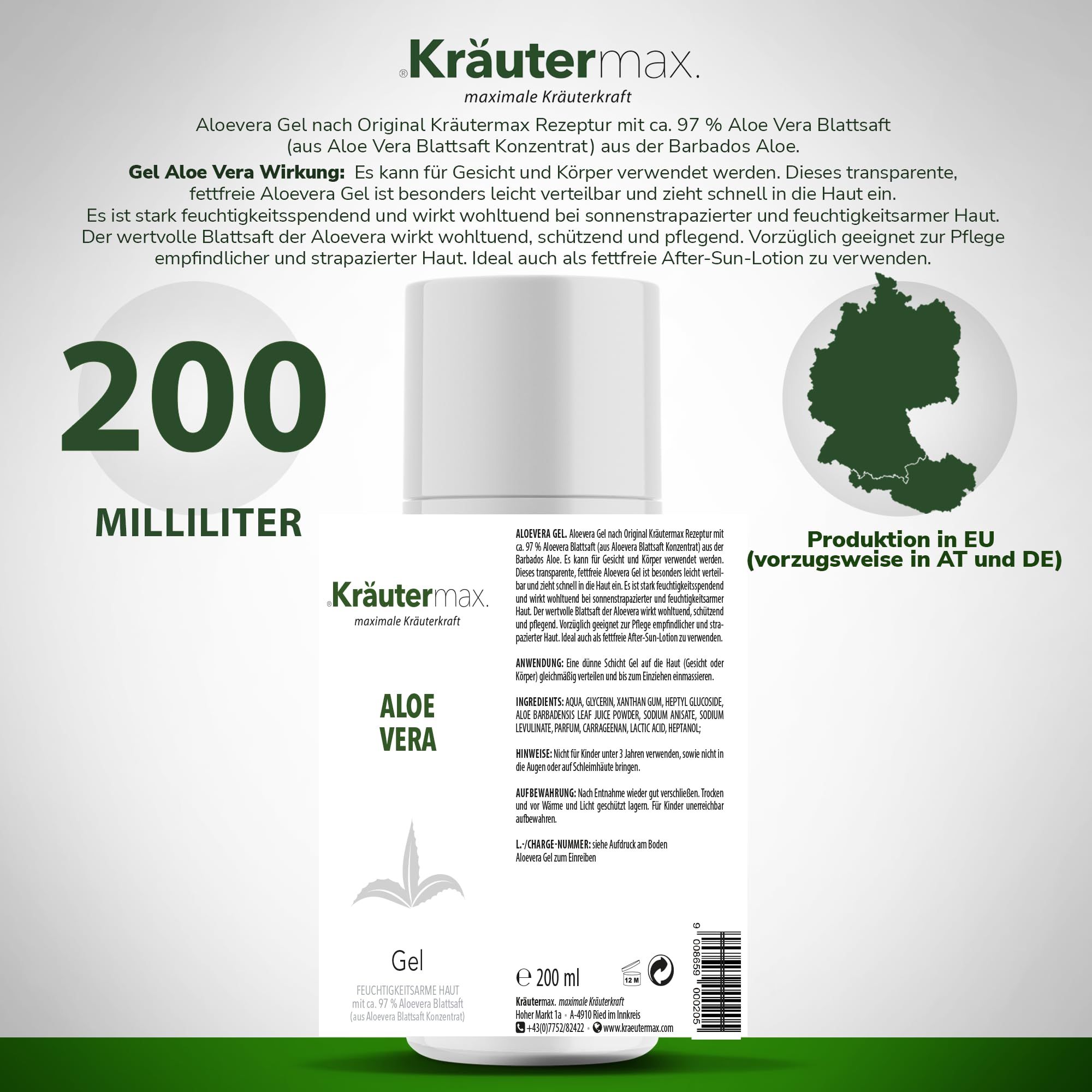 Kräutermax Aloevera Gel 97 % 200 ml