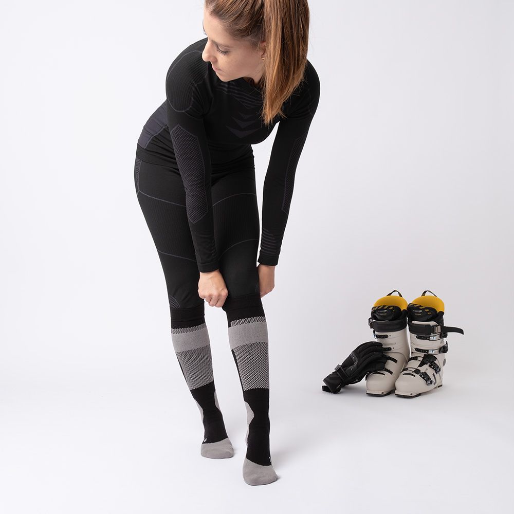 Occulto Damen Kommpressions Skisocken (Modell: Taylor) Grey-Pink 39-42