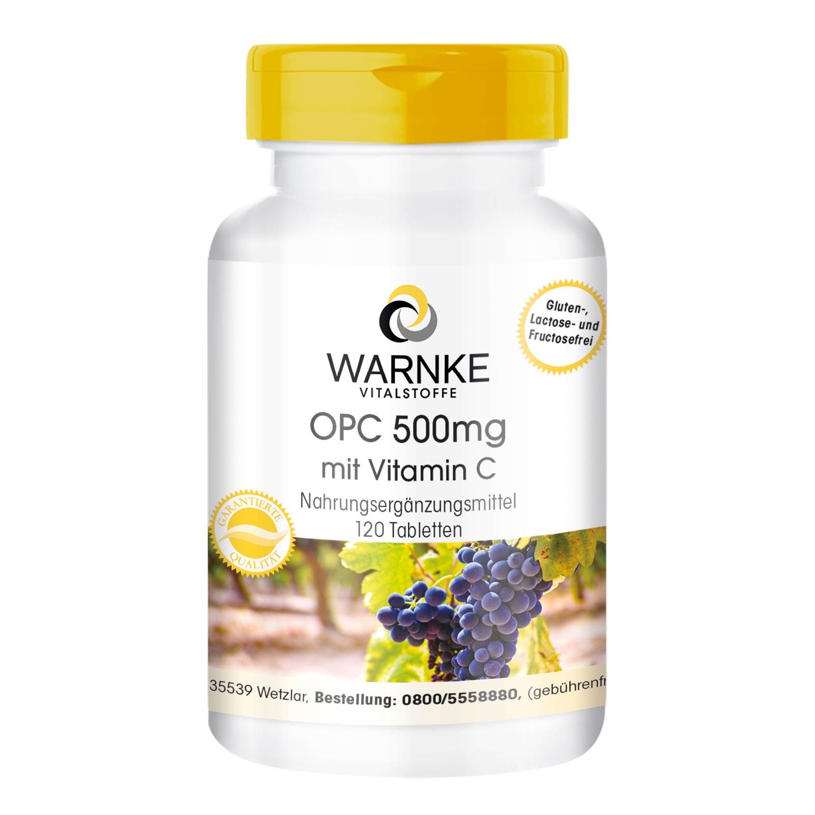 Warnke Vitalstoffe | OPC 500mg mit Vitamin C 120 St
