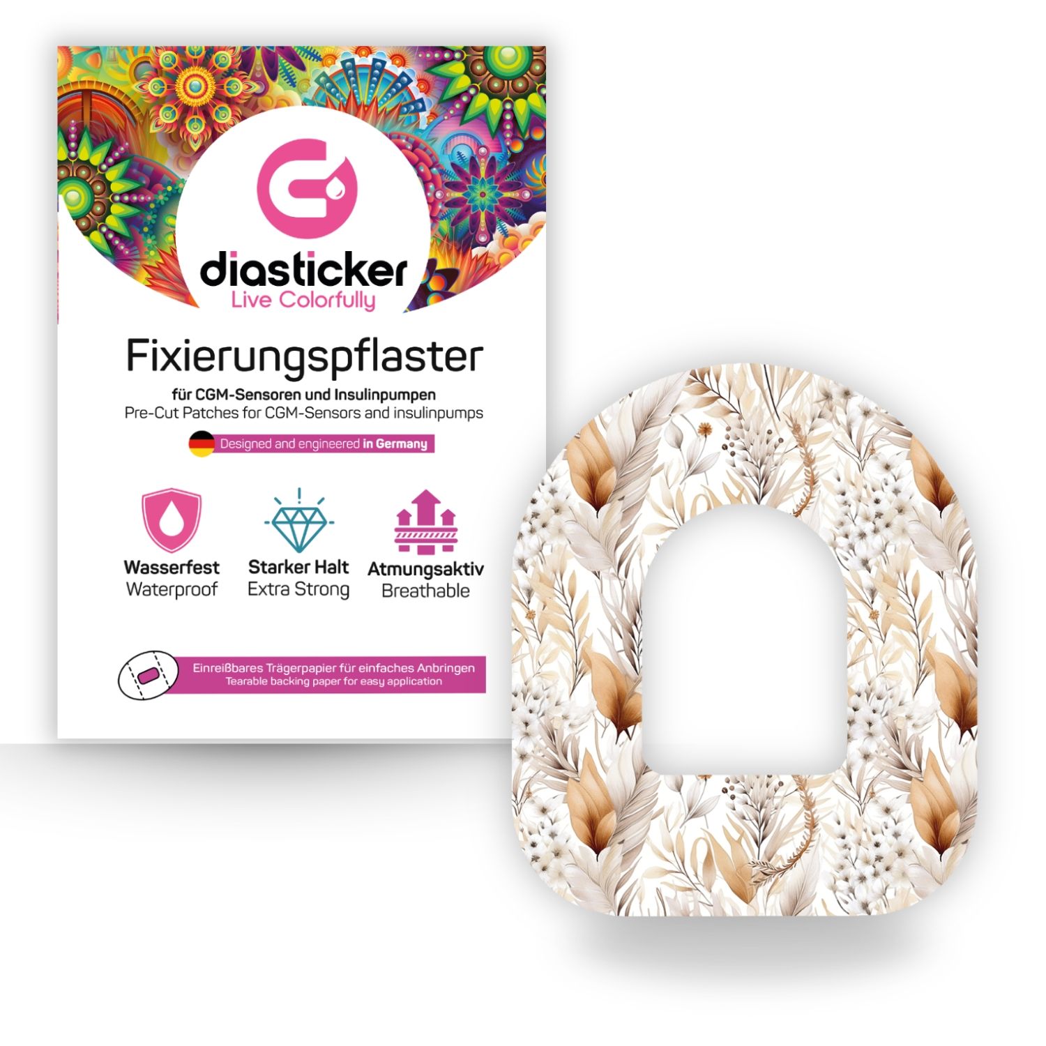 Diasticker® Omnipod Fixiertapes 'Grain' 5 St