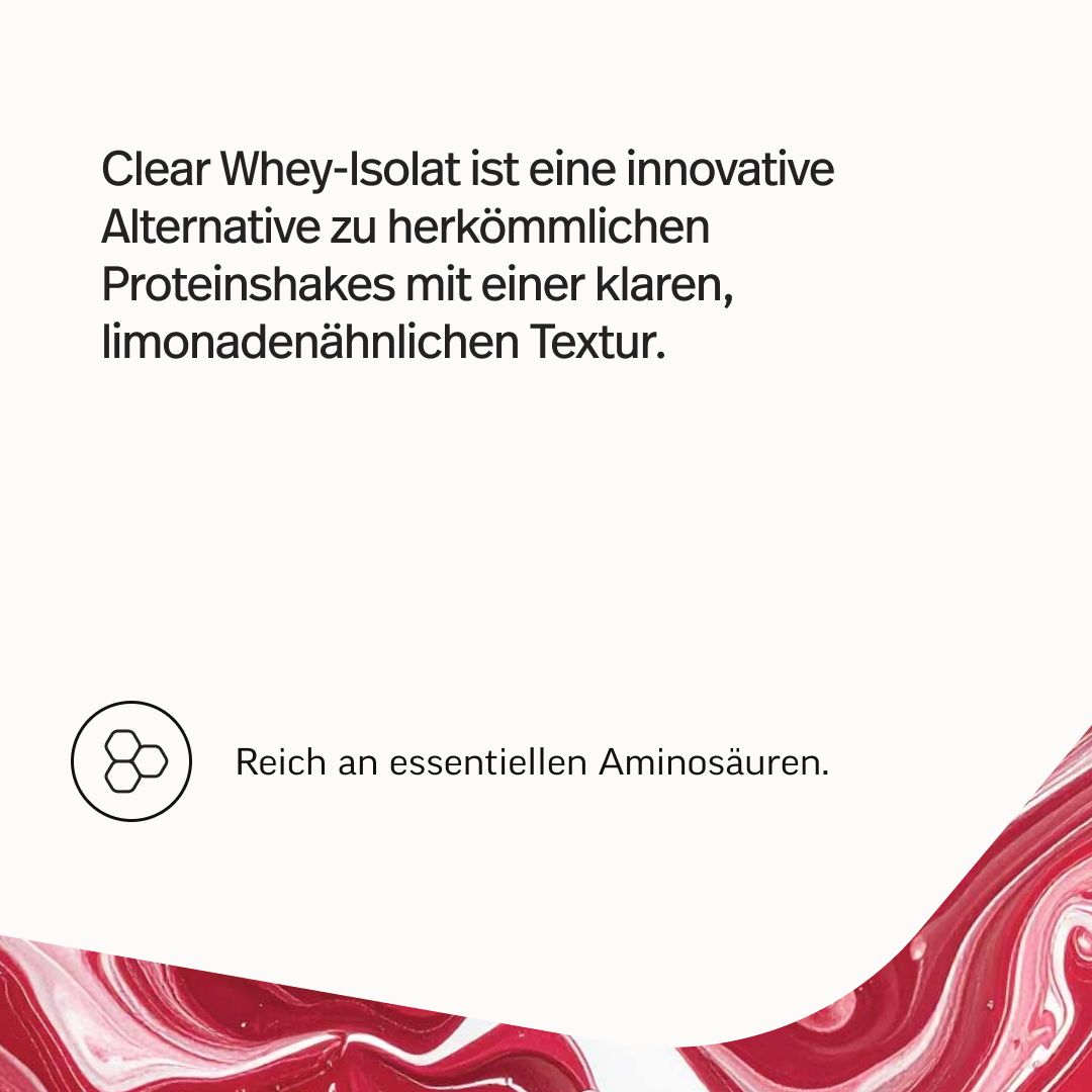 edubily Clear Whey Isolat: Alternative zu Shakes, klare Textur. Reich an essentiellen Aminosäuren.
