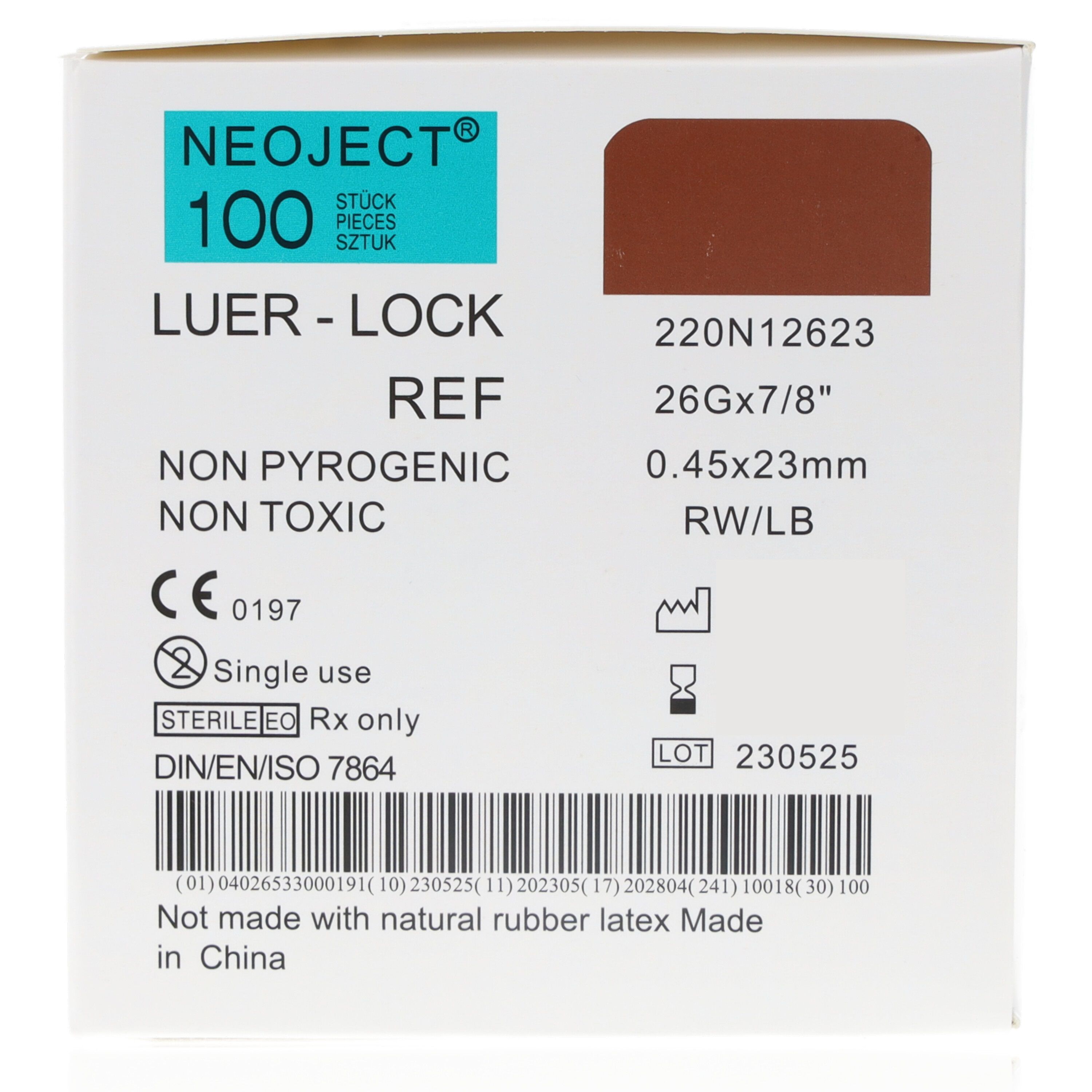 Neoject Kanüle Nr. 18 braun 26G 0,45 x 23mm 100 St