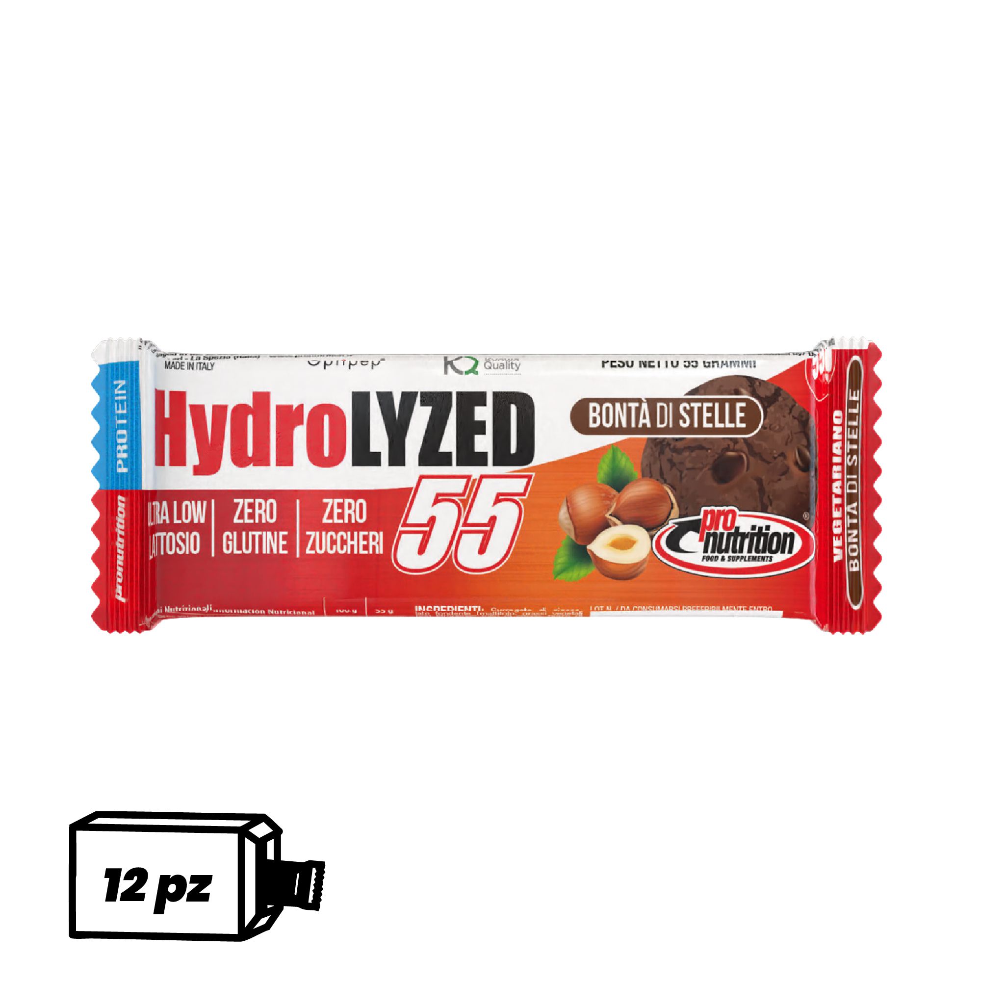 Pronutrition Barretta proteica Hydrolized senza zuccheri (12 x 55 gr, Bontà di stelle)