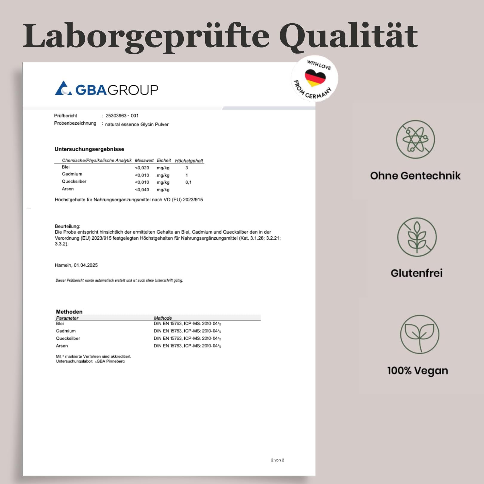 Laborgeprüfte Qualität. GBA Group Bericht. Ohne Gentechnik, glutenfrei, 100% vegan.