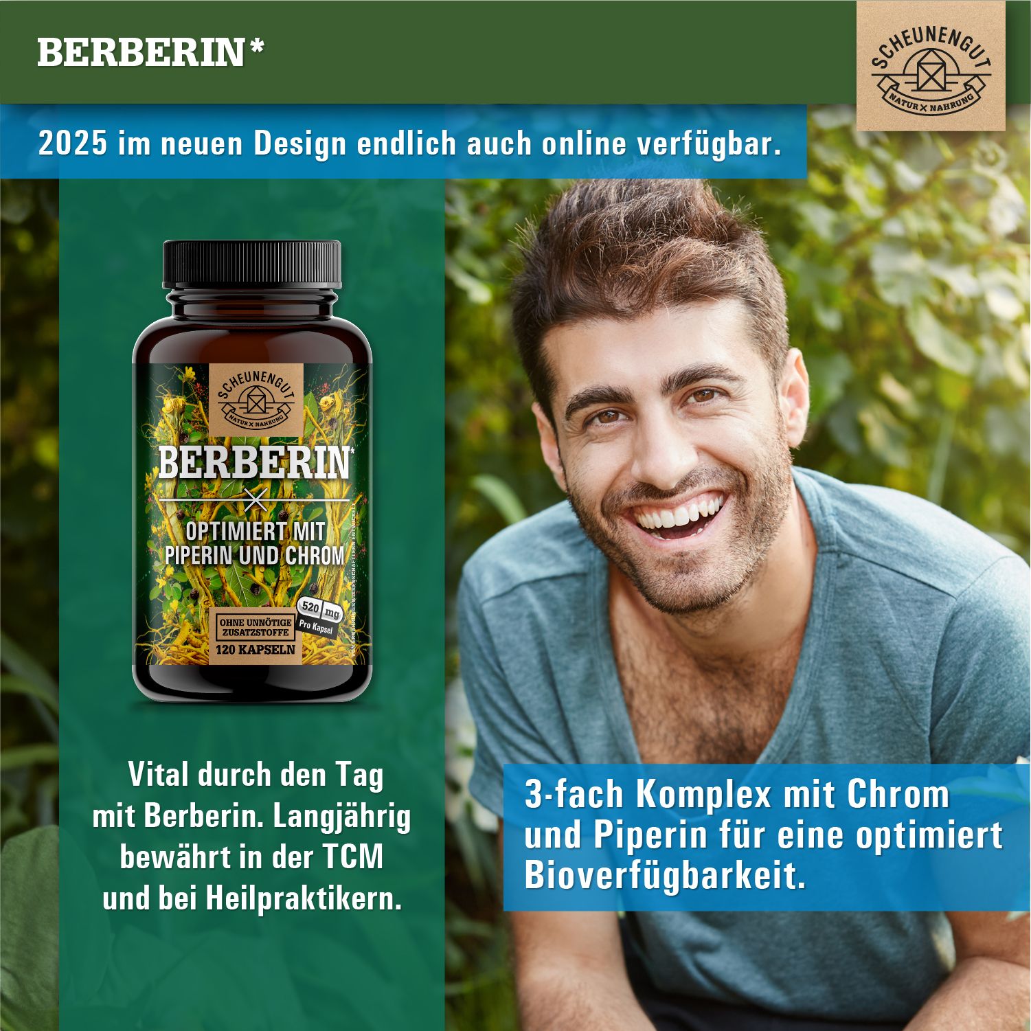 Scheunengut® Berberin | Berberis aristata Extrakt 20:1 optimiert mit Piperin & Chrom