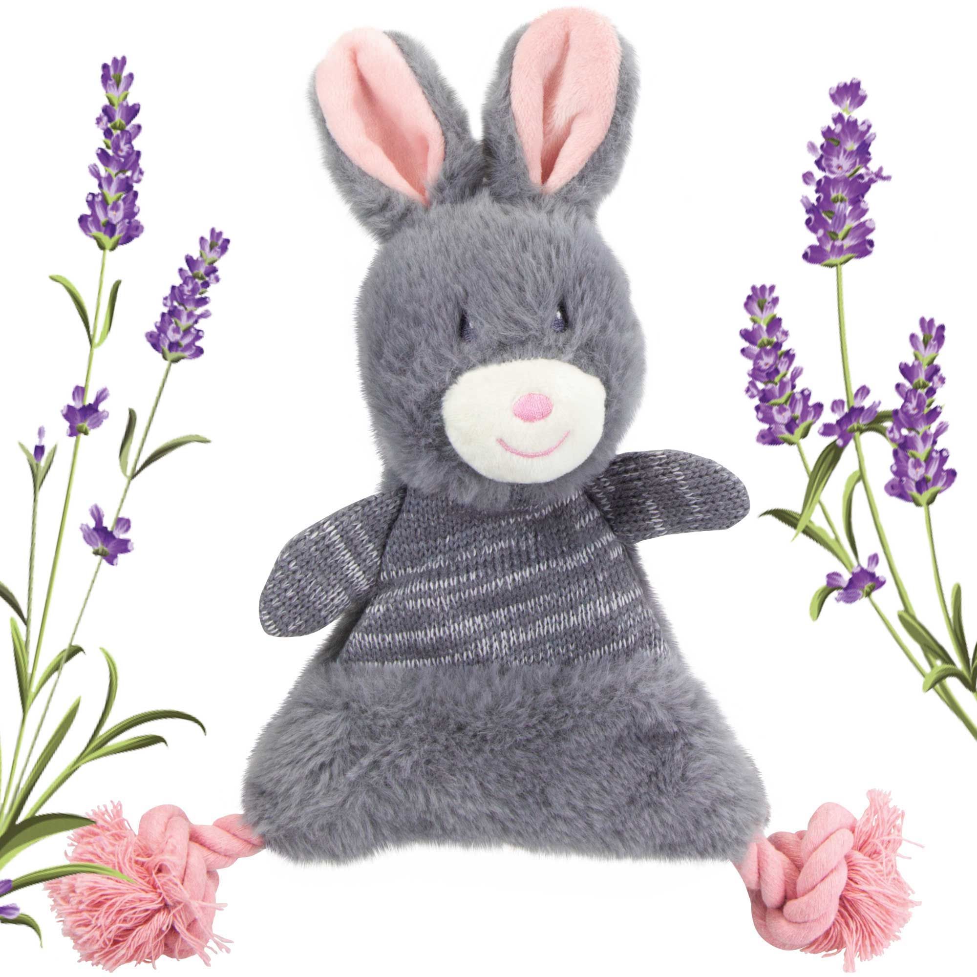 Hundespielzeug Bunny mit Seil - mit Lavendel im Inneren zur Beruhigung!