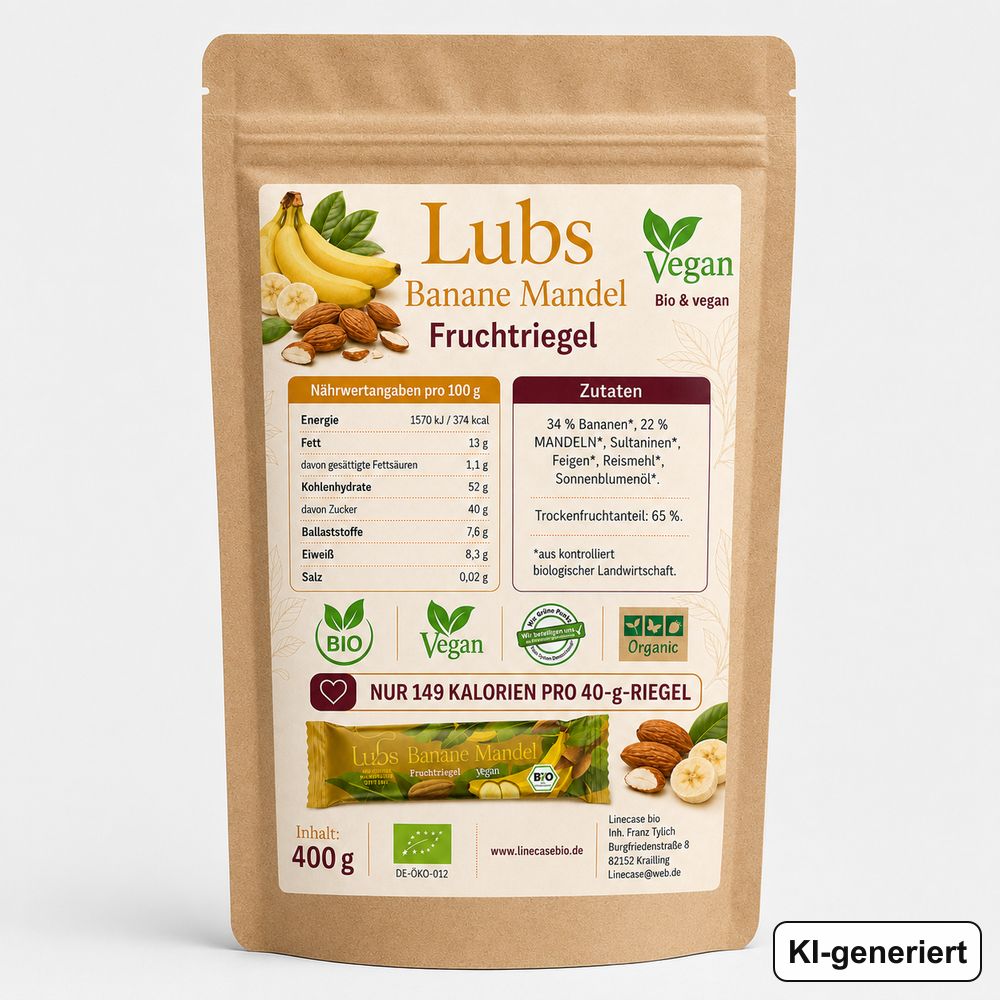 Bio& Vegan Fruchtriegel Banane & Mandel