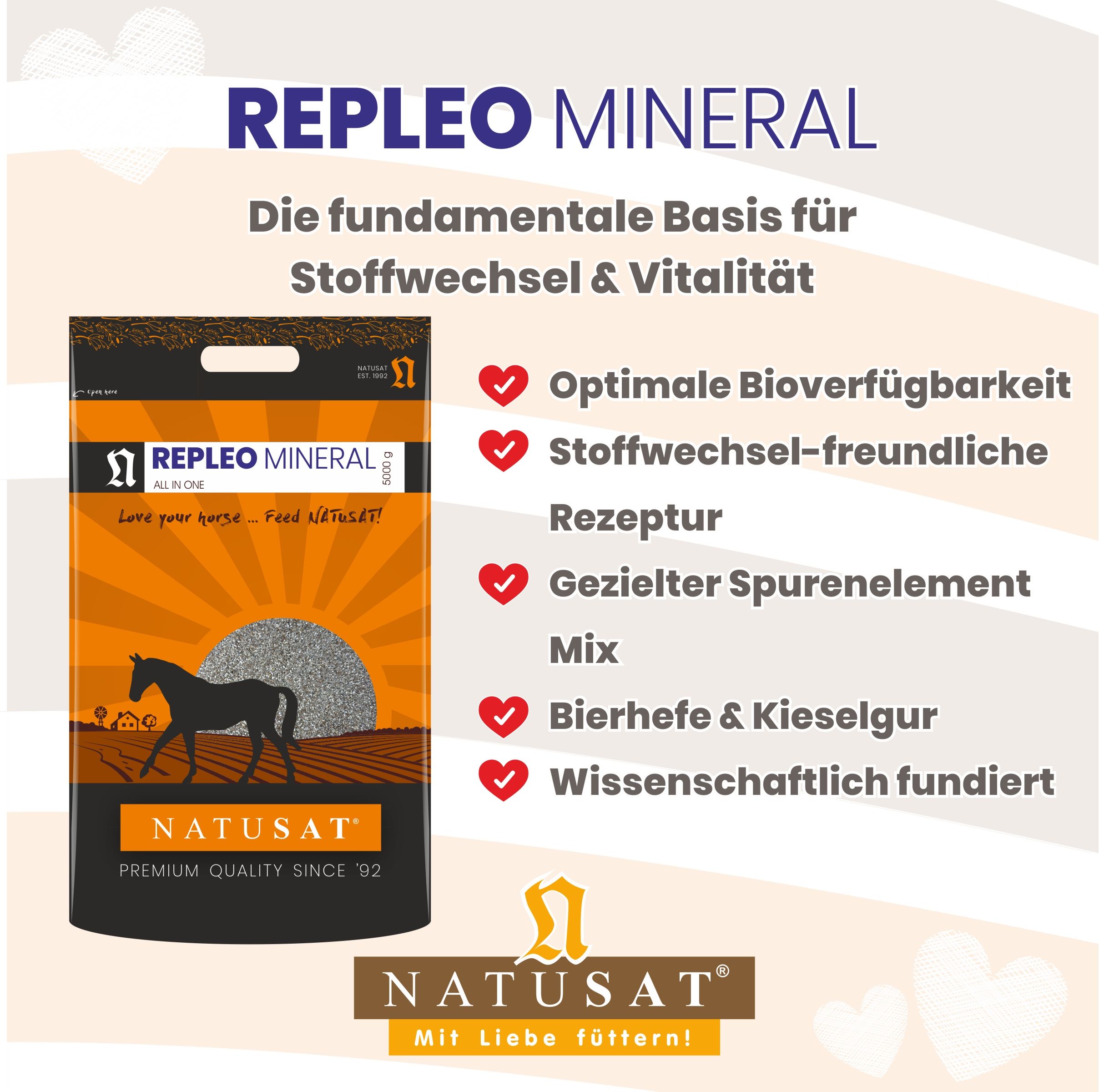 Natusat Repleo Mineral: Basis für Stoffwechsel & Vitalität, mit Vorteilen wie Bioverfügbarkeit.