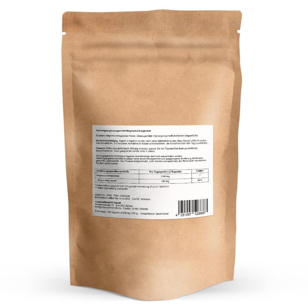 Rückseite einer braunen Papiertüte. Text und Barcode auf weißem Etikett.