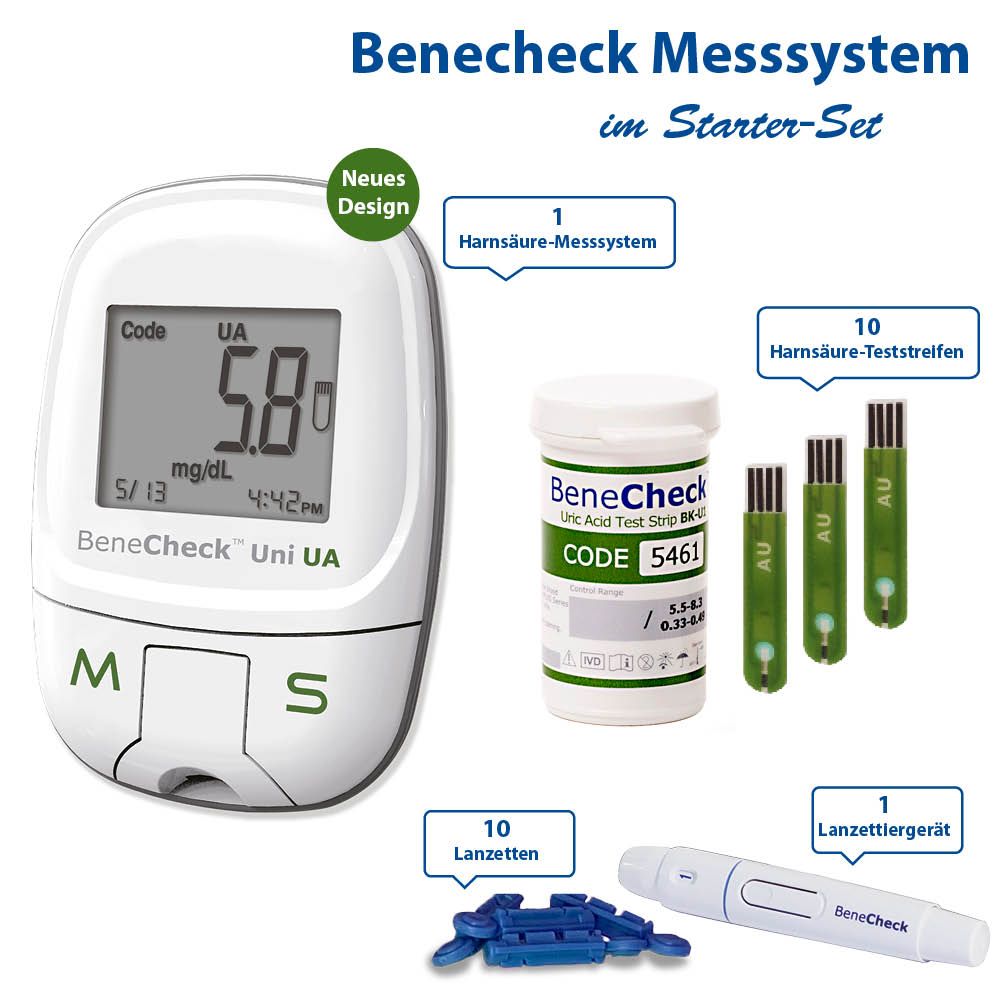 BeneCheck Harnsäure-Messgerät Premium- Starterset