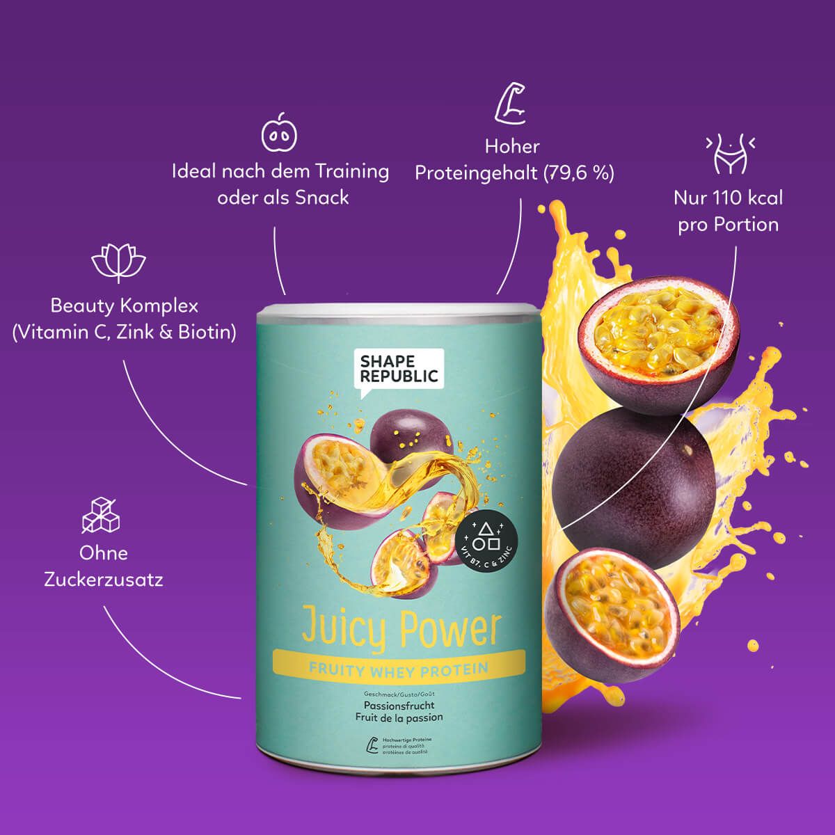 Fruity Whey Protein | Hoher Proteingehalt zum Muskelaufbau | Mit Anti-Muskelkater Komplex