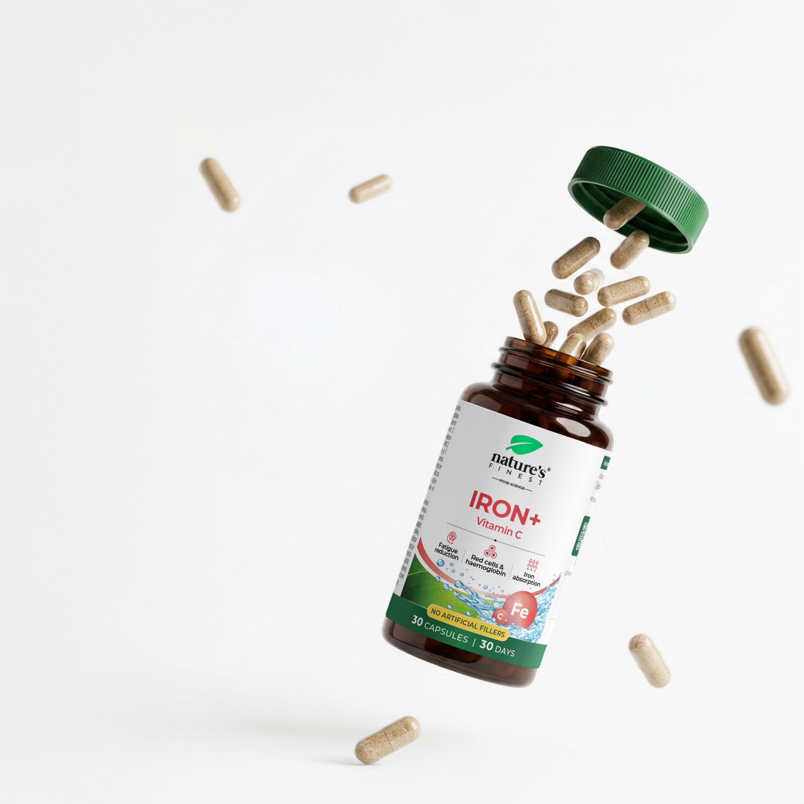 Nature's Finest Eisen + Vitamin C – 30 Kapseln – 14 mg Eisen (100% NRV) + 250 mg Vitamin C