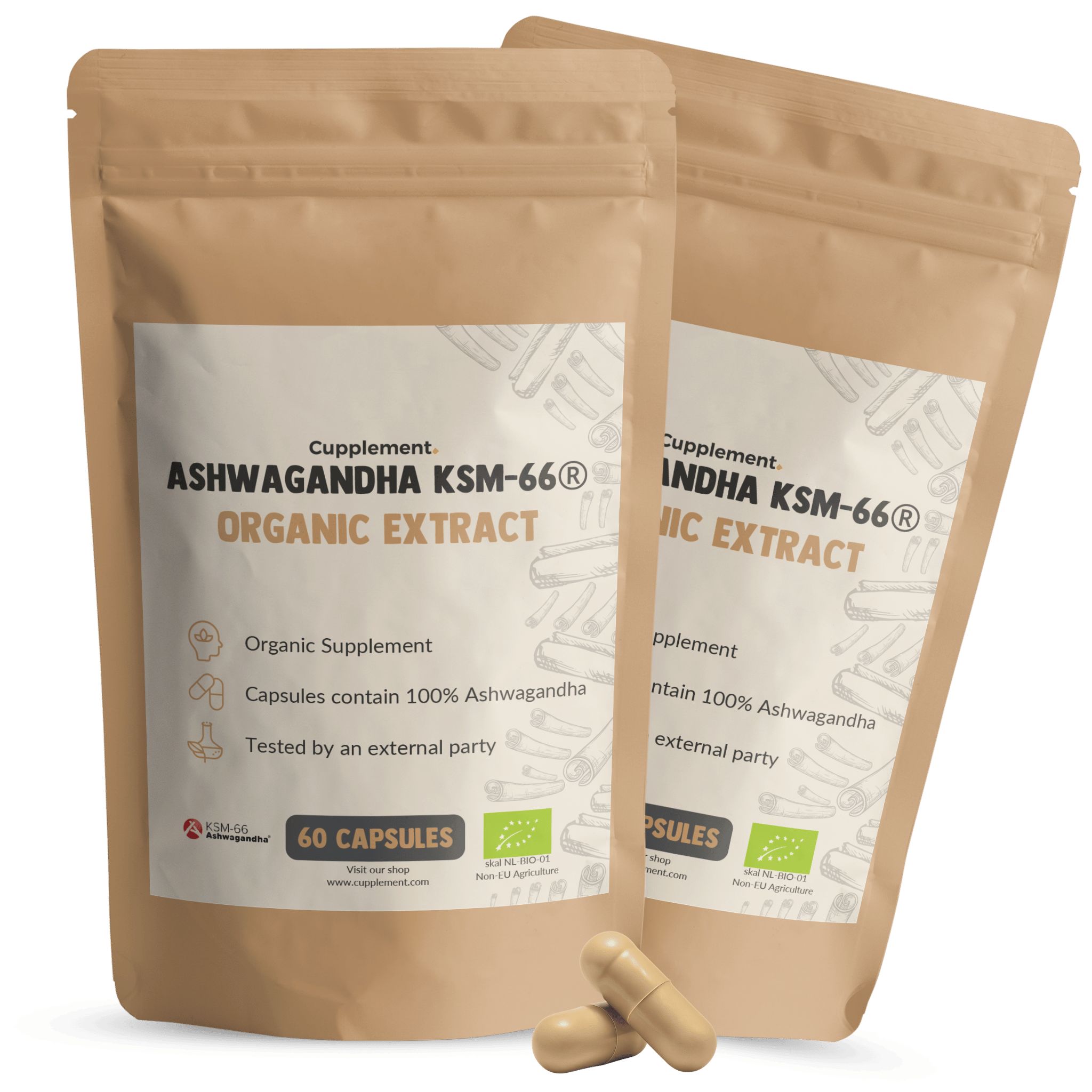 Cupplement® - Ashwagandha Ksm-66 Kapseln 500 mg Bio Kombipack 120 St