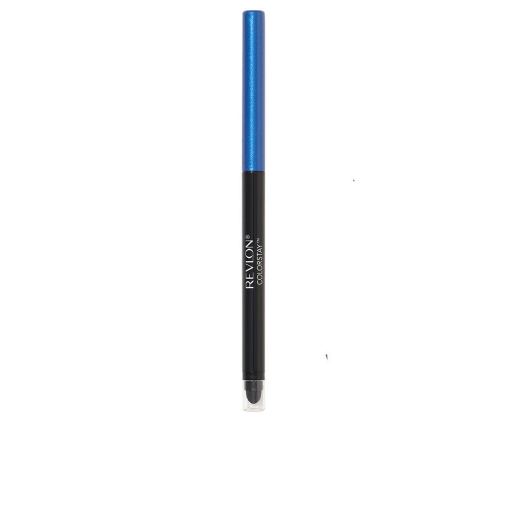 Schwarzer Eyeliner mit blauem Stiftende. Aufschrift: Revlon Colorstay.